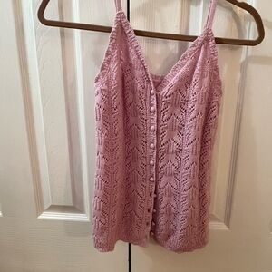 Aerie crochet button up tank
